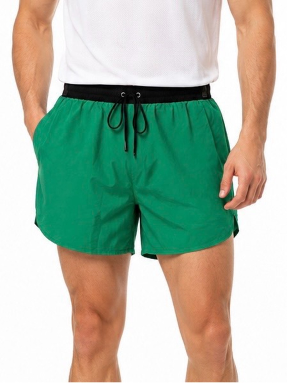 Nike Dri-FIT Men’s Green Running Training Shorts Black Waistband Size Medium
